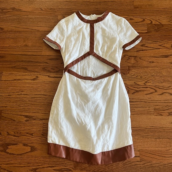 STAUD White Linen Perla Cutout Mini Dress 6 - Picture 3 of 6